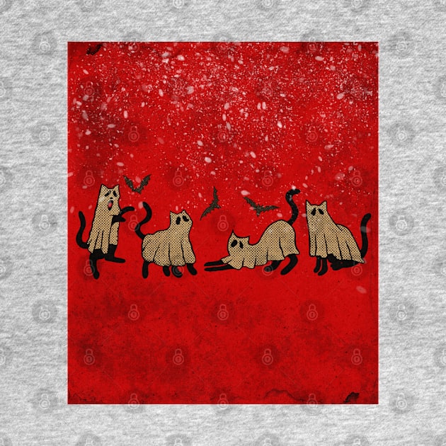 cat horror in carpet red in snow by genomilo